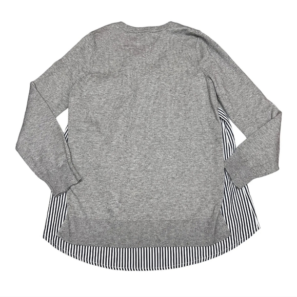 Honey Punch Women’s Size L Stripe Gray Pullover Sweater V-Neck Nautical Layer - Picture 2 of 10